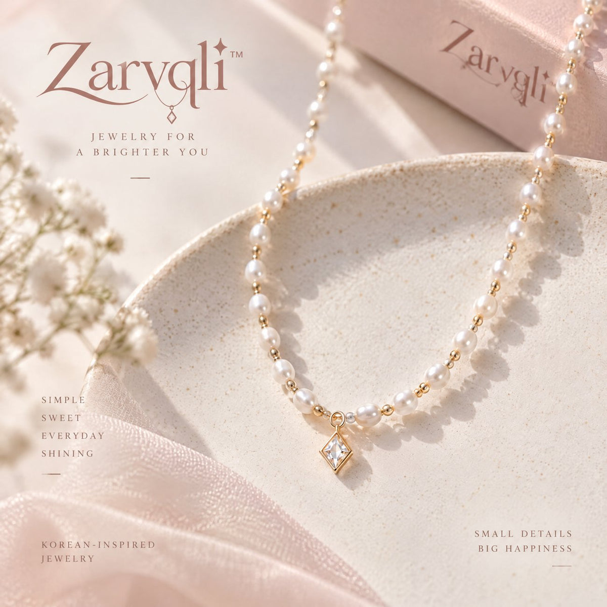 Zarvqli™ Gold-Tone Pearl & Crystal Drop Necklace - image 1