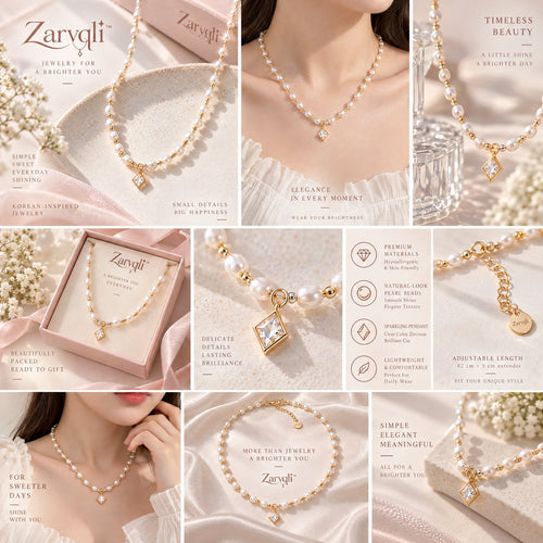 Zarvqli™ Gold-Tone Pearl & Crystal Drop Necklace - image 2