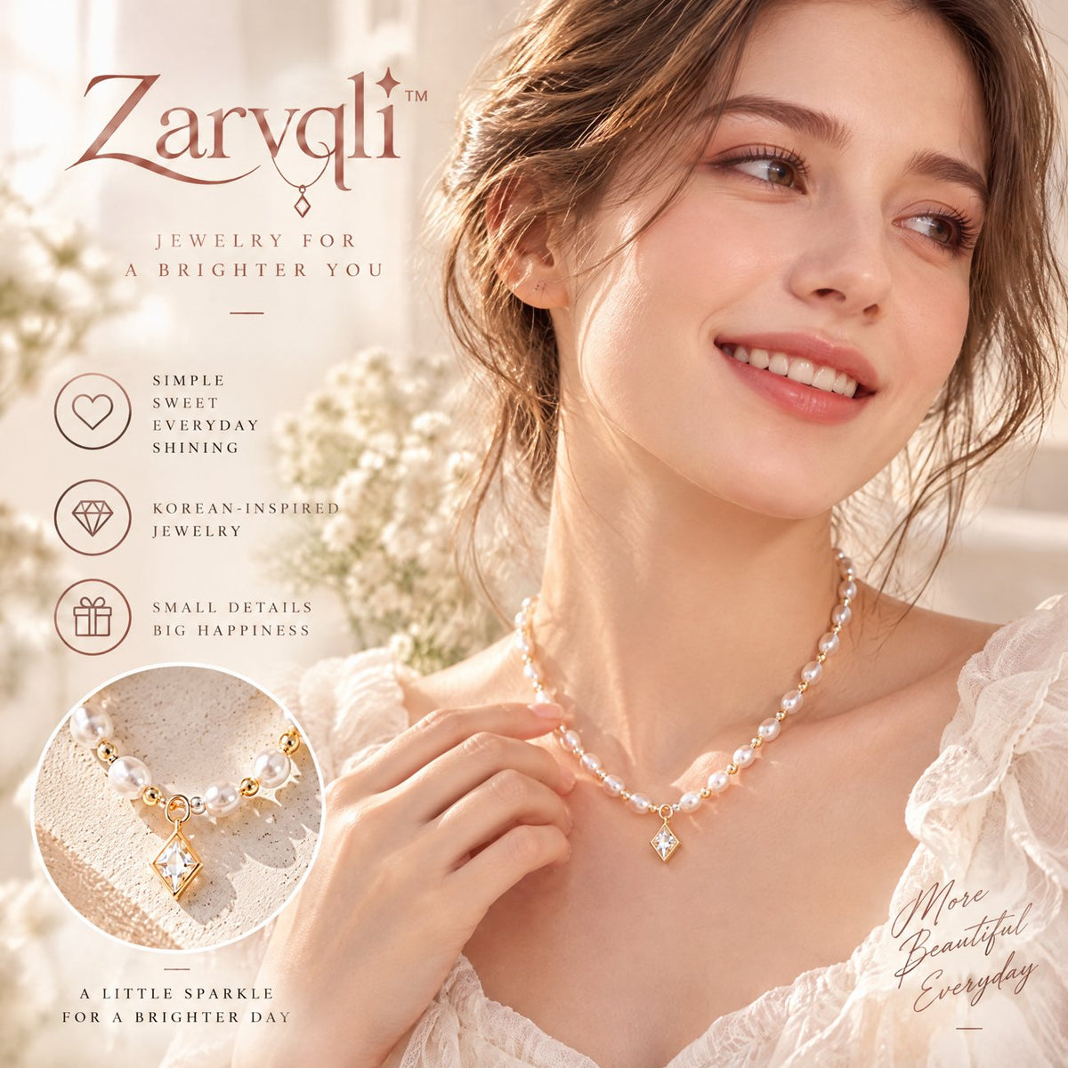 Zarvqli™ Gold-Tone Pearl & Crystal Drop Necklace - image 4