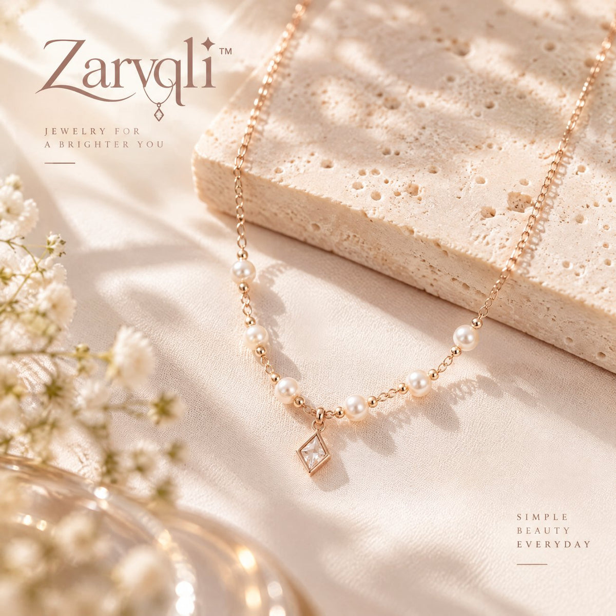 Zarvqli™ Rose Gold-Tone Pearl Accent Pendant Necklace - image 1