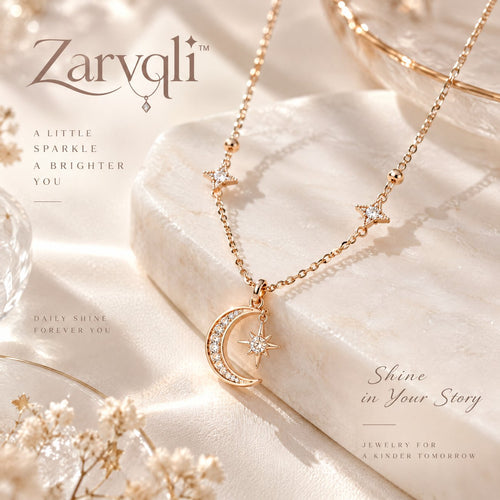 Zarvqli™ Gold-Tone Moon & Starburst Charm Necklace view 1