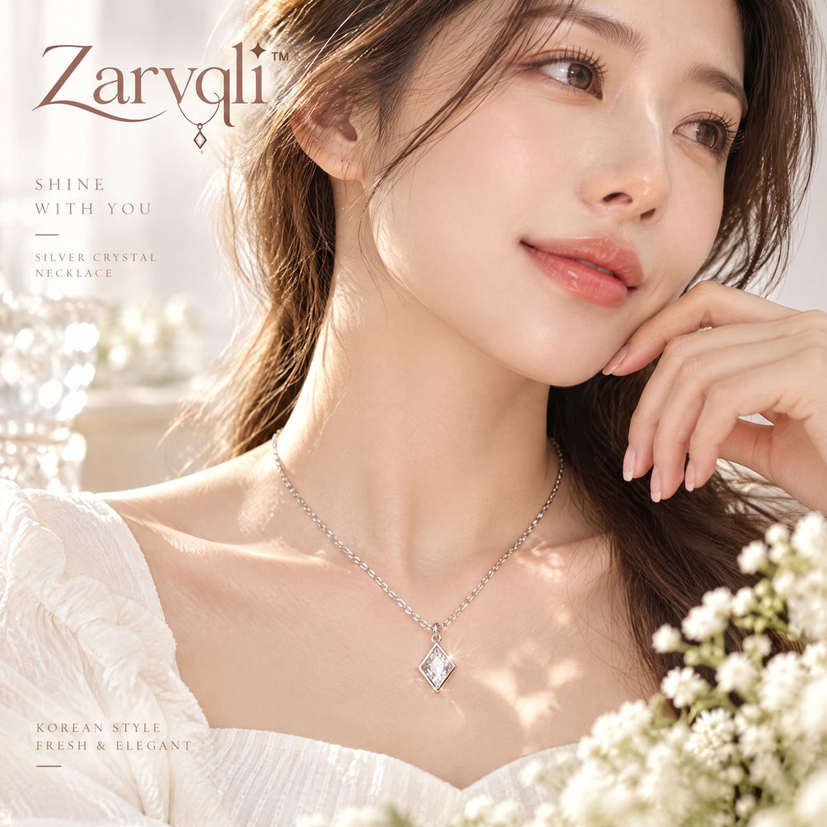 Zarvqli™ Silver-Tone Geometric Crystal Pendant Necklace view 4