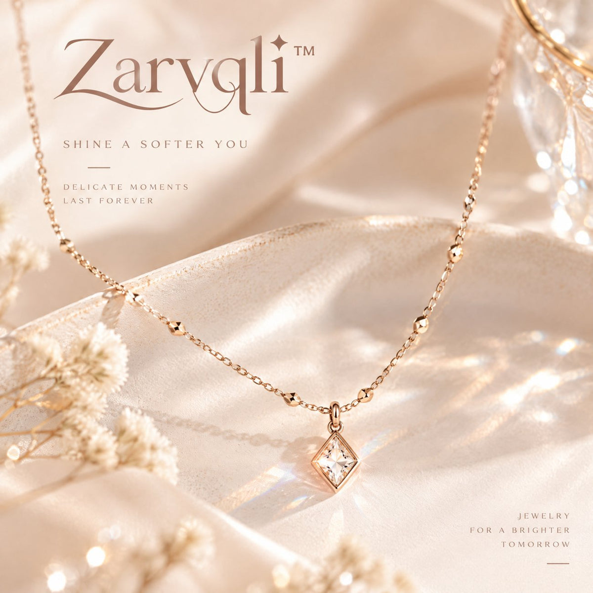 Zarvqli™ Rose Gold-Tone Beaded Crystal Pendant Necklace view 1