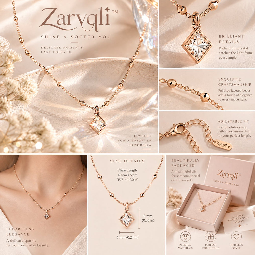 Zarvqli™ Rose Gold-Tone Beaded Crystal Pendant Necklace view 3