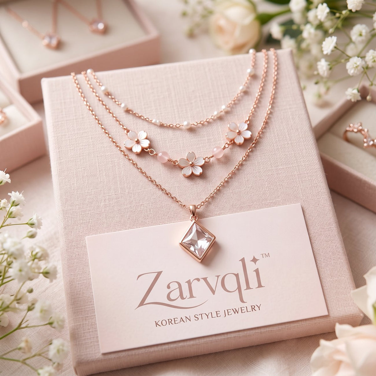 Zarvqli™ Rose Gold-Tone Floral Layered Necklace view 1