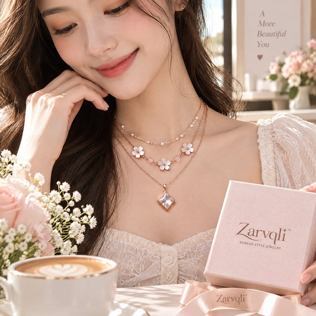 Zarvqli™ Rose Gold-Tone Floral Layered Necklace view 4