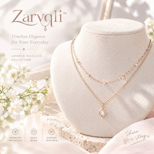 Zarvqli™ Rose Gold-Tone Double-Layer Crystal Necklace view 1