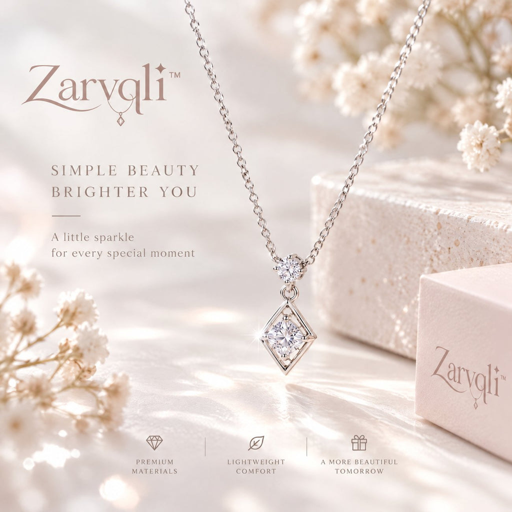 Zarvqli™ Silver-Tone Double Crystal Geometric Necklace view 1