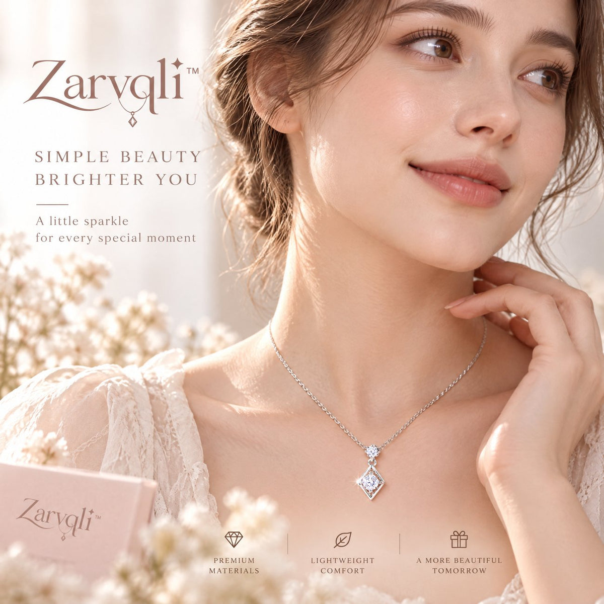 Zarvqli™ Silver-Tone Double Crystal Geometric Necklace view 4